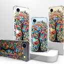 for iPhone 17 Air Case - Clear Forest Leaves | Wallet Phone Cases with Card Holder for Women Cute Design, Transparent Cool Kawaii Protective