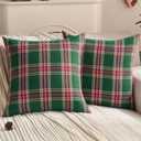 FUTEI Christmas Green Plaid Throw Pillow Covers 20x20 Inch Set of 2 Buffalo Check Holiday Decorative Cushion Case Farmhouse Home Decor for Couch Bed Living Room