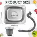 3 Pcs Stainless Steel Utility Sink with Drain Filter Pipe Tube Kit, 15 x 12 Inch Commercial Hand Washing Sink Set for Restaurant Bar Rv Bathroom Laundry Kitchen (Without Faucet)