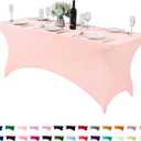 Spandex Table Cover for 6Ft or 4fT or 8ft Table Universal Fitted Stretch Tablecloth for Party, Banquet, Wedding and Events-Blush Pink