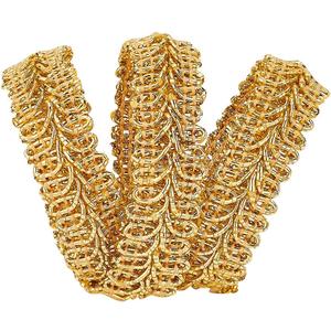 FINGERINSPIRE 15Yards Metallic Braid Lace Trim Gold Centipede Lace Ribbon Decorated Gimp Trim 5/8" x1.5mm for Christmas Halloween Decoration Wedding Bridal, Costume or Jewelry, Crafts and Sewing