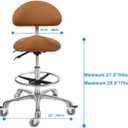 Saddle Stool Chair with Backrest and Footrest- Ergonomic Rolling Saddle Stools Hydraulic Swivel Adjustable Stool Esthetician Chair for Massage Beauty Salon Tattoo Dentist Clinic Home Office (Camel)