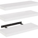 AMADA HOMEFURNISHING Floating Shelves, Wall Shelves for Bathroom/Living Room/Bedroom/Kitchen Decor, White Shelves with Invisible Brackets Set of 2 - AMFS08AMADA HOMEFURNISHING, Floating Shelves, Wall Shelves, for Bathroom, for Living Room, for Bedroom