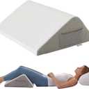 Knee Pillow for Back Sleeping, Leg Pillow Knee Wedge Pillow, Memory Foam Wedge Pillows for Legs Post Surgery, Triangle Pillow for Knee Support, Leg Elevation, Knees Hip Back Pain Relief, White (23.6*18.9*7.9 Inch)