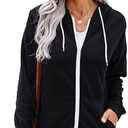 Women's Casual Jacket Lightweight Thin Zip-Up Hoodie With Pockets Coat Solid Color Outwear Sweatshirt S