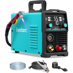 bestarc Plasma Cutter, [Pilot Arc][Large LED Display] 55A bestarc Plasma Cutter Machine 110/220V Dual Voltage, 5/8 Inch Clean Cut 3/4 Inch Max Cut, Post Flow Mesh Cut, 2T/4T for Beginners DIY