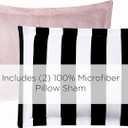 Juicy Couture Cabana Stripe Reversible Bedding Set - Queen Size - Black and White Stripe Print 6 Piece Set Includes 1 90" x 90" Comforter, 3 Decorative Pillows, 2 Shams, Queen/Full
