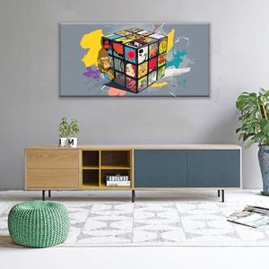 Abstract Wall Art For Living Room Artwork Graffiti Cube Canvas Art Wall Decor Modern Canvas Prints Pictures Colorful Wall Art For Home Hotel Artwork 24 X 48 Inch