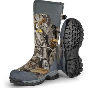 Kalkal Hunting Boots, Waterproof Anti-slip Rain Boots, Insulated Rubber Boots with 6mm Neoprene, for Hunting Working Farming  (12, Grey Camo)