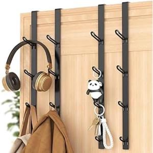 niffgaff Door Hooks Towel Hanger: Black Heavy Duty Over Door Coat Hanger for BathroomBedroom4 PCS,for 1.7'' Doors