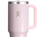 Hydro Flask Travel Tumbler with Handle, Lid and Straw - Insulated Stainless Steel in 40 Oz Glimmer Pink