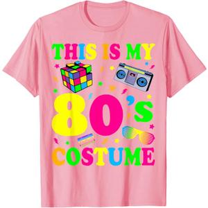 This is My 80's Costume Outfit Gifts Eighties Retro Party T-Shirt, Pink, Size L