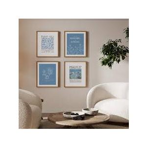 EDZQWLQI 3Pcs Bible Verse Wall Art Blue Christian Scripture Paintings Pictures Wall Decor Religion Belief Poster Printing Artwork for Living Room Bedroom Home Decoration 16x24in frame