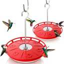 Kingsyard 2 Pack 16 OZ Disc Hummingbird Feeders for Outdoors Hanging, 6 Bee Proof Feeding Ports Leak-Proof Humming Nectar Bird Feeder, Ant Moat Easy Clean, Jelly Oriole Feeders, Garden Dcor Gifts