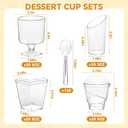 400-Pack 5 oz Dessert Cups with Lids and Spoons, Clear Plastic Parfait & Yogurt Cups, Mini Shooter Cups for Parties, Ice Cream, Pudding, Fruit | Square Appetizer Containers