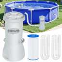 1000 GPH Above Ground Pool Pump System with Filter Cartridge for intex Inflatable or Frame Pools, Pool Water Filtration System with Low Noise, Energy-Saving, Debris Removal Enhanced Water Circulation