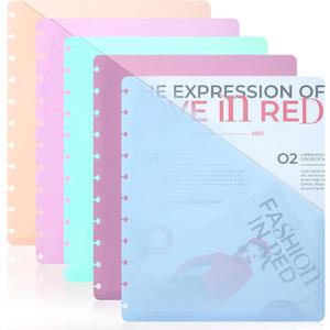 5 PCS Discbound Dividers with Pockets Colored Discbound Notebook Dividers Pocket Folder, Notebook Dividers Planner Inserts Discbound Notebook Dividers for Binder Folder Office 11  9.25 Inch