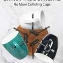 HULISEN 360 Rotating Mug Tree for Large Cups, Counter Coffee Mug Holder with 6 Hooks, Metal Coffee Cup Rack Stand for Countertop with Stable Wooden Base, Kitchen Counter Decor