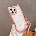 for iPhone 11 Case, [Pink Cute Cat Ears] [2-in-1 with Kitty Bracelet] Stylish Print, Soft TPU Shockproof, Gift for Women and Girls