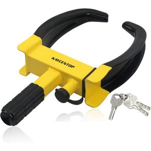 KAYCENTOP Universal Wheel Lock, Security Trailer Wheel Lock Anti Theft Tire Lock, Heavy Duty Wheel Clamp Adjustable for Trailers SUV Golf Cart Boats ATV Great Deterrent Bright Yellow/Black, 3 Keys