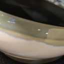 SQOWL Large Succulent Planters - 12 Inch Ceramic Bonsai Pots with Drainage Hole and Saucer, Shallow Round Planter for Indoor Plants, Bowl Planter Outdoor, Living Room Decor, Birthday Gift, Gray-Beige (Grey-white)