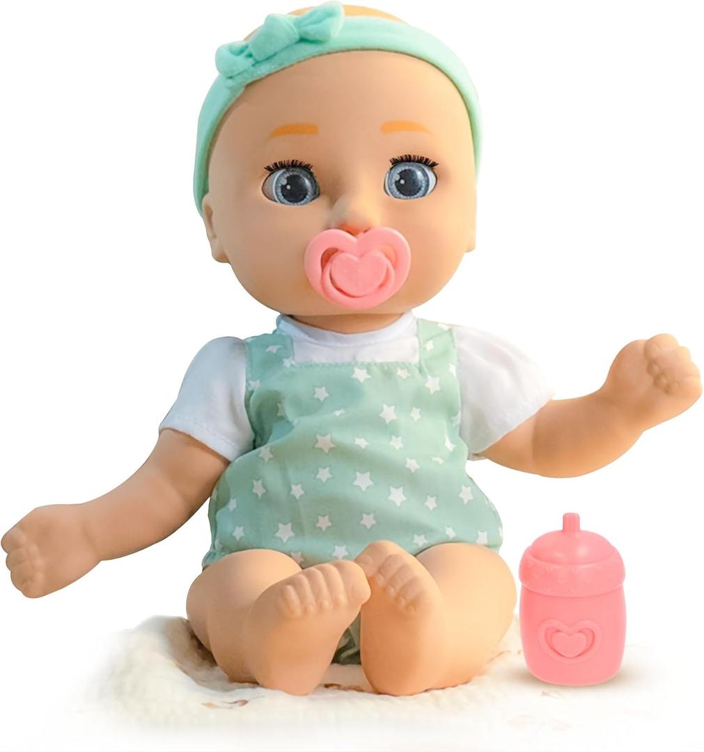 Sam 15" Realistic Soft Body Baby Doll with Open/Close Eyes with Bottle, Pacifier, Headband, & Outfit|Blue| Ages 18M+