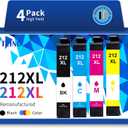 TEINO 212 212XL Ink Cartridges for Epson Printer Remanufactured Replacement for Epson 212 212XL Ink Cartridges for Epson Printer XP-4100 XP-4105 WF-2830 WF-2850 (Black Cyan Magenta Yellow, 4-Pack)