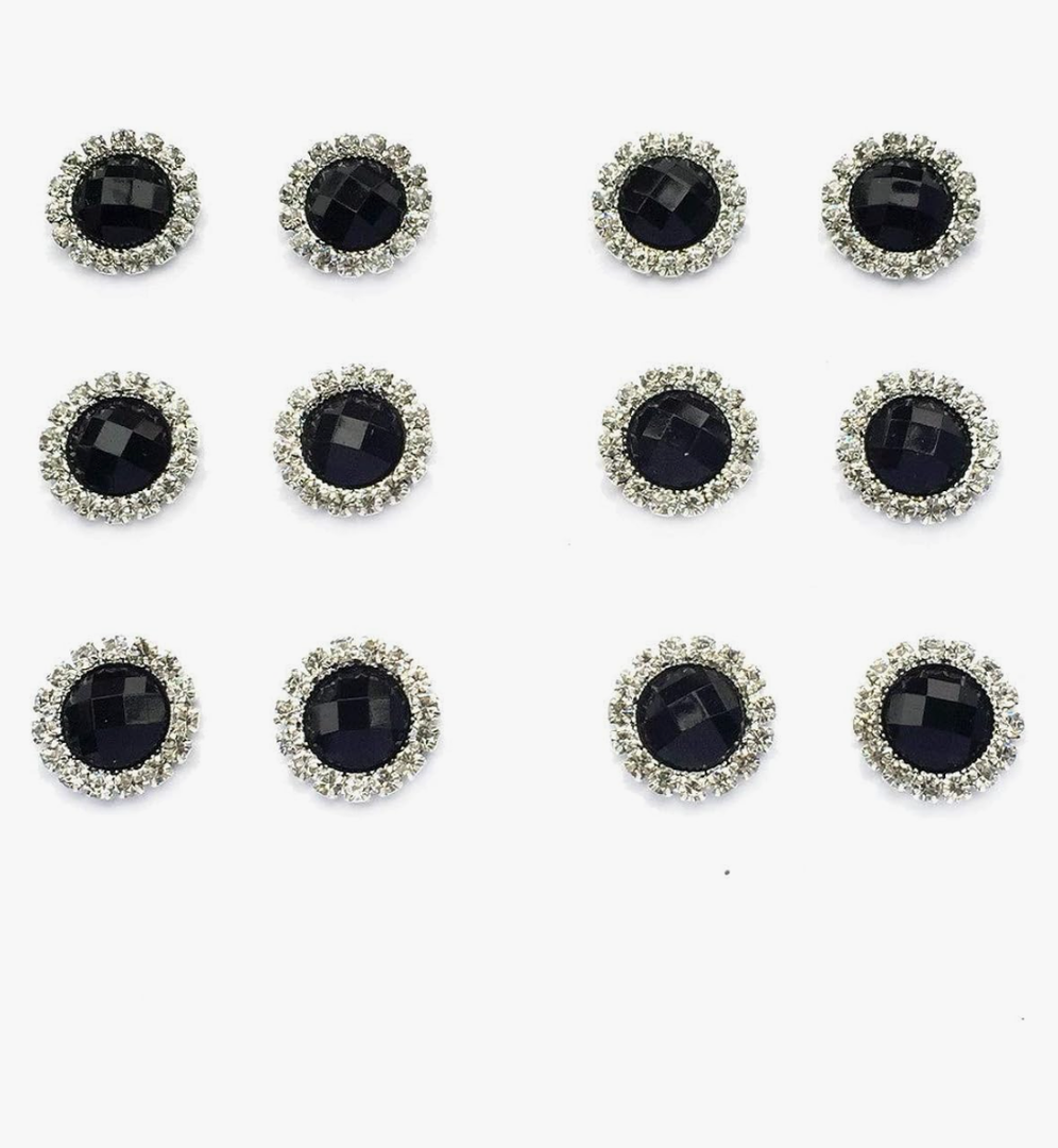 15mm Round Shaped Zircon Rhinestone Earrings Studs Set for Party Wedding Dance Competition Everyday Wear Silver Plated Jewelry 10