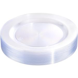 bUCLA 30PCS Clear Plastic Dinner Plates Disposable - 10.25" Heavy Duty Clear Plastic Plates for Party & Wedding
