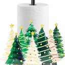 Christmas Tree Paper Towel Holder Countertop, Xmas Kitchen Decor, Merry Christmas Metal Paper Towel Stand for Tabletop Bathroom Home Farmhouse (Green)
