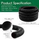 LONGRUN Pond Tubing 1.25 Inch 1-1/4'' Diameter, 23.6 Feet Long Corrugated Flexible Hose Pipe, Pool PVC Tube for Garden Ponds Waterfalls Camping Caravans Filters Drainage Marine