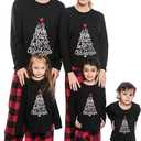 ANGELGGH Family Pajamas Matching Sets, Cute Christmas Printed 2 Piece Sleepwear, Holiday PJs Jammies for Couples/Women/Men (X-Large, Black Joy)