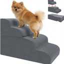 4-Step Dog Stairs, 19.8 Inch High Pet Steps for Small Dogs and Cats, Non-Slip Indoor Pet Ramp, Grey