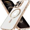 Hython Magnetic Clear for iPhone 12 Pro Case with Camera Lens Protector [Compatible with MagSafe] Luxury Plating Edge Slim Soft TPU Cover Protective Phone Case for iPhone 12 Pro, Matte Desert Brown