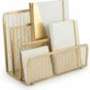 BLU MONACO Gold Mail Organizer for Desk - Mail Holder Countertop - Gold Metal Mesh Letter Sorter & Envelope Holder