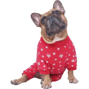 iChoue French Bulldog Pajamas Onesie Suit PJS Bodysuits for Medium Dogs Frenchie Pug English Pitbull Boston Terrier - Red Diamond, M (Medium ( 15 - 25 lbs ))