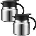 Ziliny 2 Pcs Thermal Coffee Carafes for Keeping Hot/cold Stainless Steel Small Coffee Creamer Container Double Wall Vacuum Insulated Tea Pot Milk Beverage Dispenser for Party Home (27 oz,Sliver)