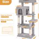 53”Cat Tree with Hammock & Extra Large Bed 23x12” for Large Cats