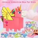 Gloween Valentines Day Boxes and Cards for Kids Classroom School Exchange, Great Valentines Gifts Party Favors for Boys Girls (1 Unicorn Box, 32 Valentine Cards, 1 Teacher Card)
