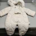Baby Snowsuit Toddler Winter Unisex Romper Infant Girls Boys Solid Hooded Jumpsuit with Gloves Footie Down Coat Jacket (18-24 Months, 4-white)