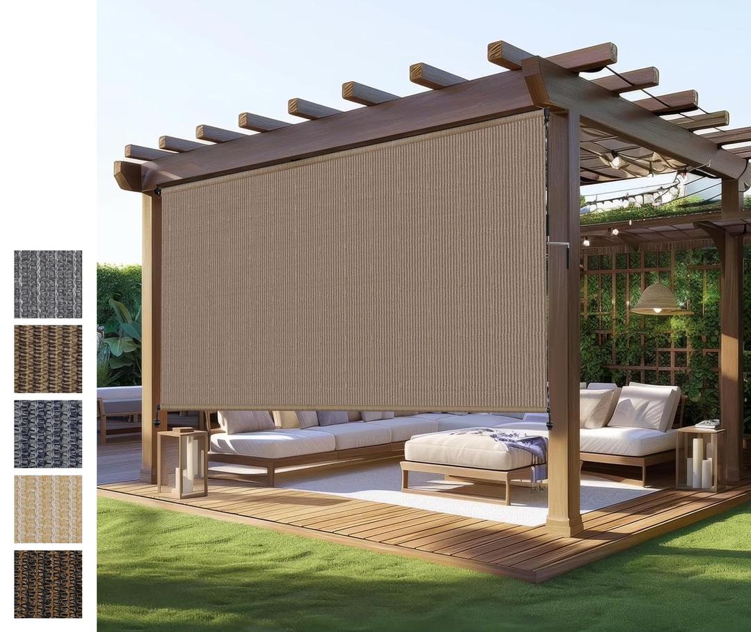 Outdoor Roller Shades,Exterior Cordless Patio Shade Roll Up Blind for Porch
