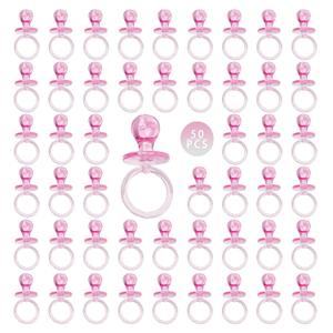 50 Pieces 2.75 Inch Baby Pacifier Baby Shower Plastic Pacifier for Baby Shower Pacifier, Baby Shower Gender Show Party Decoration DIY Baby Shower Birthday Party Gift (Pink)