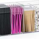 Lash Extension Organizer with Lid, Acrylic Lash Organizer for Lash Techs, Lashes Supplies Container for Vanity with Anti-Slip Pads, Clear Storage Box for Eyelash Tools Makeup Brush Hair Accessories