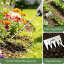 Weed Puller Tool, 2026 Portable Manual Weeding Tools Gardening, 5 Teeth Head Stainless Steel Hand Garden Weeding Rake, Weed Remover Tool for Gardening Backyard Yard Farm Planting Weeding