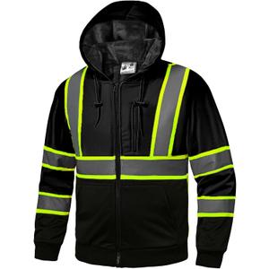 High Visibility Hoodie for Men Class 3 Hi Vis Safety Hoodies Reflective Construction Sweatshirt with Pockets