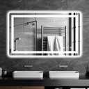 TRAHOME 24"x40" LED Bathroom Vanity Mirror with Lights, Front and Backlit Wall Mirror, Anti-Fog, Dimmable 3 Color Lighting, Memory Function, Shatterproof Glass, Plug-in or Hardwired