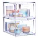 STORi Audrey Stackable Clear Bin Plastic Organizer Drawers | 2 Piece Set | Organize Cosmetics and Beauty Supplies on a Vanity | Made in USA
