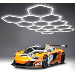 58Lights LED Hexagon Honeycomb Lights,14-Hex Honeycomb Lights 68800Lumens Hexagon DIY Super Bright Car Detailing Ceiling 688W LED Shop Light for Warehouse Workshop Gym Basement