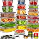52 PCS Food Storage Containers with Lids Airtight (26 Lids &26 Containers) - Leakproof Meal-Prep Containers for Kitchen Storage Reusable Plastic Microwave/Dishwasher Safe with Labels & Pen