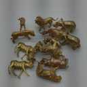 Metallic Gold Plastic Animal Figurines Toys, 12PCS Golden Safari Zoo Animal Figures, Jungle Wild Animals with Elephant, Lion, Giraffe for Baby Shower Decor, Safari Themed Birthday Party